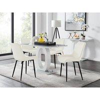 FurnitureboxUK Giovani 4 Grey Dining Table & 4 Pesaro Black Leg Chairs in Cream
