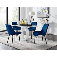 FurnitureboxUK Giovani 4 Grey Dining Table & 4 Pesaro Black Leg Chairs in Navy