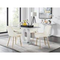 FurnitureboxUK Giovani 4 Grey Dining Table & 4 Pesaro Gold Leg Chairs in Cream