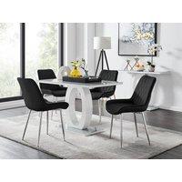 FurnitureboxUK Giovani 4 Grey Dining Table & 4 Pesaro Silver Leg Chairs in Black
