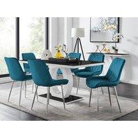 FurnitureboxUK Giovani Rectangular 6 Seat White High Gloss Unique Halo Base Dining Table in Blue