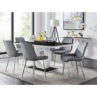 FurnitureboxUK Giovani Rectangular 6 Seat White High Gloss Unique Halo Base Dining Table in Grey