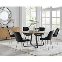 FurnitureboxUK Santorini Brown Round Dining Table And 4/6 Pesaro Silver Leg Chairs in Black