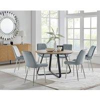 FurnitureboxUK Santorini Brown Round Dining Table And 4/6 Pesaro Silver Leg Chairs in Grey