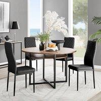 FurnitureboxUK Adley Brown Wood Storage Dining Table & 4 Milan Black Leg Chairs