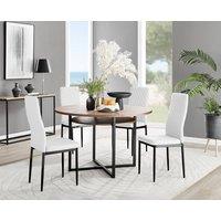 FurnitureboxUK Adley Brown Wood Storage Dining Table & 4 Milan Black Leg Chairs in Off White