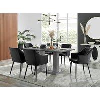 FurnitureboxUK Imperia High Gloss Grey Dining Table & 6 Calla Black Leg Chairs