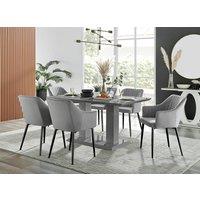 FurnitureboxUK Imperia High Gloss Grey Dining Table & 6 Calla Black Leg Chairs