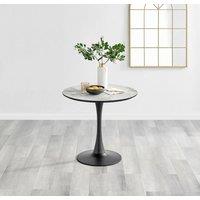 FurnitureboxUK Elina 80cm Round 2-Seater White Marble Effect Pedestal Dining Table