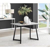 FurnitureboxUK Carson 120cm White Marble Effect Large Dining Table with Black Legs
