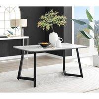 FurnitureboxUK Carson 160cm White Marble Effect Large Dining Table with Black Legs