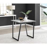 FurnitureboxUK Carson Square White Marble Effect Dining Table with Black Legs