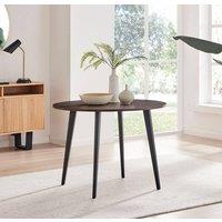 FurnitureboxUK Koko 4-Seater Round Melamine Scratch Resistant Dining Table With Black Legs in Walnut