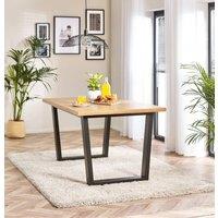 FurnitureboxUK Cotswold Rectangular 6-Seater Oak Coloured Wooden Dining Table With Black Wooden Legs in Light Oak