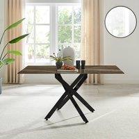 FurnitureboxUK Leonardo 6-Seater Dining Table With Marble Effect Glass Top And Black Metal Legs in Dark Brown