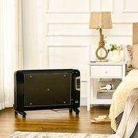 HOMCOM Mica Electric Space Heater, Portable Heater for Home with 2 Heat Settings Black