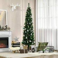 HOMCOM 6.5FT Pencil Artificial Christmas Tree Holiday Decoration 556 Tips in Green