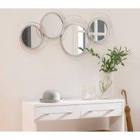 HOMCOM Modern Metal Wall Art with Mirror, Wall Sculpture Decor for Living Room in Silver
