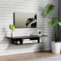 HOMCOM Floating TV Unit Stand Wall Mount Media Console with Storage Shelf in Black