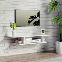 HOMCOM Floating TV Unit Stand Wall Mount Media Console with Storage Shelf in White