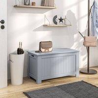HOMCOM Large Storage Box Toy Chest Cabinet Unit Organizer with Lid & Safety Hinges in Grey