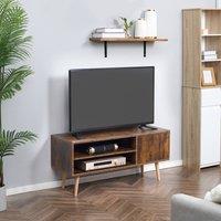 HOMCOM TV Stand Cabinet with Cable Management Cupboard and Shelves in Brown