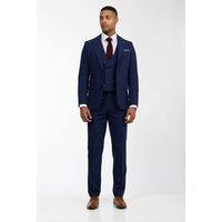Harry Brown London Men Eton Wool Tweed Three Piece Slim Fit Suit in Navy | Size: 42L