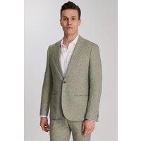 Harry Brown London Men Giacomo Slim Fit Cotton Linen Suit Jacket in Green | Size: 46R