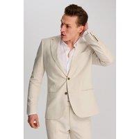 Harry Brown London Men Giacomo Slim Fit Cotton Linen Suit Jacket in Stone | Size: 46R