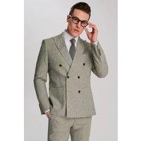 Harry Brown London Men Giacomo Cotton Linen Double Breasted Suit Jacket in Green | Size: 46R