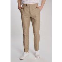 Harry Brown London Men Archie Melange Slim Fit Suit Trousers in Beige | Size: 36R