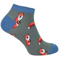Mr Heron Men 1 Pack Animal Themed Bamboo Trainer Socks in Dark Grey | Size: 6-11