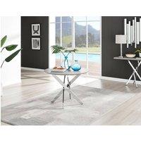 FurnitureboxUK Novara 100cm Round 4-Seater Dining Table With Silver Chrome Legs in Grey