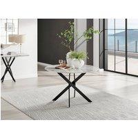 FurnitureboxUK Novara 120cm Round 6-Seater Dining Table With Black Metal Legs in Off White