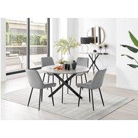FurnitureboxUK Novara Grey Concrete Effect Black Leg 120cm Round Dining Table & 4 Pesaro Black Leg Chairs