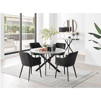 FurnitureboxUK Novara Grey Concrete Effect Black Leg 120cm Round Dining Table & 4 Calla Black Leg Chairs