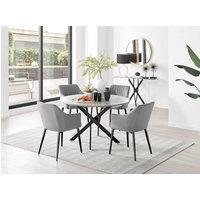 FurnitureboxUK Novara Grey Concrete Effect Black Leg 120cm Round Dining Table & 4 Calla Black Leg Chairs