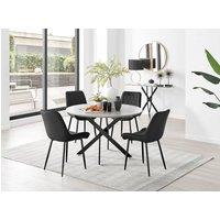 FurnitureboxUK Novara Grey Concrete Effect Black Leg 120cm Round Dining Table & 4 Pesaro Black Leg Chairs