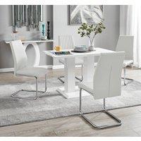 FurnitureboxUK Imperia 4 Seater Modern White High Gloss Rectangular Dining Table And 4 Lorenzo Faux Leather Chairs