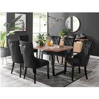 FurnitureboxUK Kylo Large Brown Wood Effect Dining Table & 6 Belgravia Black Leg Velvet Chairs