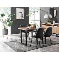 FurnitureboxUK Kylo Brown Wood Effect Dining Table With Black 'U' Legs & 4 Corona Faux Leather Chairs