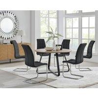FurnitureboxUK Santorini Brown Round Dining Table And 4/6 Murano Chairs in Black