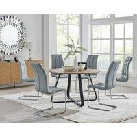 FurnitureboxUK Santorini Brown Round Dining Table And 4/6 Murano Chairs in Grey