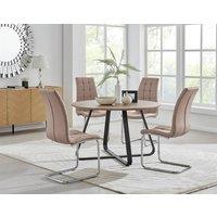 FurnitureboxUK Santorini Brown Round Dining Table And 4/6 Murano Chairs in Beige
