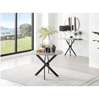 FurnitureboxUK Novara 100cm Round 4-Seater Dining Table With Black Metal Legs in Grey