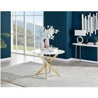 FurnitureboxUK Novara 100cm Round 4-Seater Dining Table With Gold Chrome Legs in White