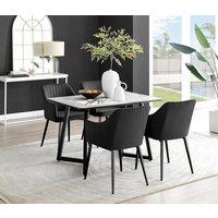 FurnitureboxUK Carson White Marble Effect Dining Table & 4 Calla Black Leg Chairs