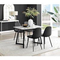 FurnitureboxUK Carson White Marble Effect Dining Table & 4 Corona Black Leg Chairs