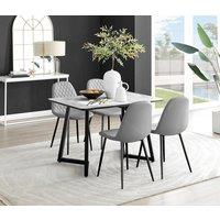 FurnitureboxUK Carson White Marble Effect Dining Table & 4 Corona Black Leg Chairs in Grey
