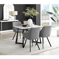 FurnitureboxUK Carson White Marble Effect Dining Table & 4 Falun Black Leg Chairs in Dark Grey